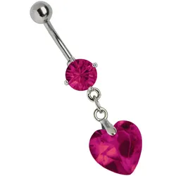 Bauchnabelpiercing ADELIA ́S "Piercing  Piercing Bauchnabelpiercing", Damen, pink, Titan, modisch, Piercings, Titan Banane - mit Zirkonia und Steinherz pink