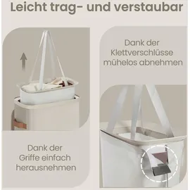 Songmics Wäschekorb, 65 L Wäschesammler, Wäschetonne mit Deckel und Griffen, 39 x 22 x 75 cm, beige