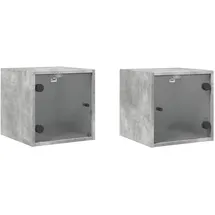 vidaXL Nachtschrank mit Glastüren 35 x 37 x 35 cm Betongrau