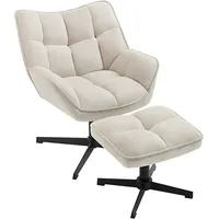 Woltu - Relaxsessel mit Hocker, Ohrensessel 360° drehbar, Fernsehsessel