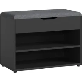 [en.casa] Gentofte 60 x 30 x 46 cm schwarz/grau / schwarz