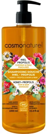 Cosmo Naturel Shampoo & Duschgel Honig Propolis Für Geschwächtes Haar Und Empfindliche Haut 1l