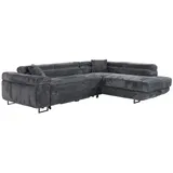 m-punkt Eckcouch Cord 2-Sitzer Grau