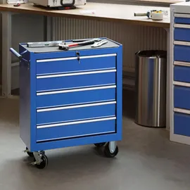 Tectake Werkzeugwagen Metall 33x79x69 cm blau unbestückt