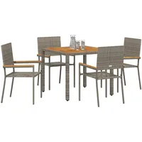 vidaXL Garten Esszimmer Set Grau Poly Rattan