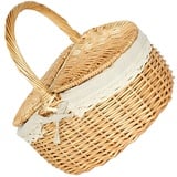 Garneck Picknickkorb mit Deckel Einkaufskorb Geflochten Pilzkorb Obstkorb Brotkorb Rattan Korb Weidenkorb Mit Henkel Geflochtener Korb Blumen Korb für Outdoor Picknick 27CM