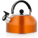 Wasserkocher Camping, 3L Wasserkessel induktion Edelstahl Camping-Pfeifkessel Teekessel Flötenkessel für Campingausflüge Wandern Kochen Grillen Festivals (ORANGE)