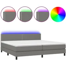 vidaXL Boxspringbett mit Matratze & LED Dunkelgrau 200x200 cm Stoff