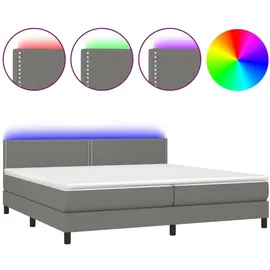 vidaXL Boxspringbett mit Matratze & LED Dunkelgrau 200x200 cm Stoff