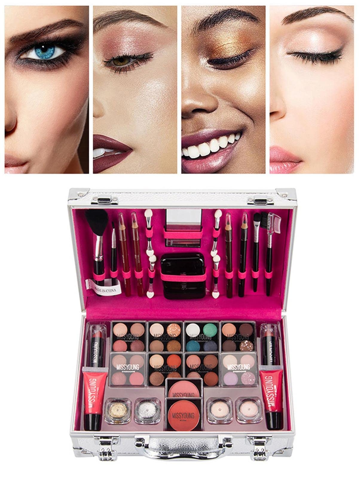 Xzan 30 Stück Professionelles Makeup Set, All-in- Kosmetik Starter Kit Tragbare Reise Schminkset Mit Schminkkoffer Mehrzweck Teenager Mädchen Kosmetik Makeup Set