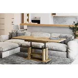 Endo-Moebel Couchtisch Dior 110cm - 170cm ausziehbar und höhenverstellbar Doppellift, Couch- & Esstisch in einem, Funktionstisch modern, umwandelbar braun