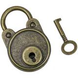 HMF Vintage Deko Vorhängeschloss mit Schlüssel, Bronze