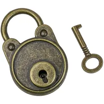 HMF Vintage Deko Vorhängeschloss mit Schlüssel, Bronze