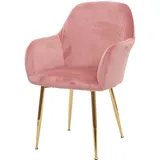 MCW Esszimmerstuhl MCW-F18, Stuhl Küchenstuhl, Retro Design - Samt altrosa, goldene Beine
