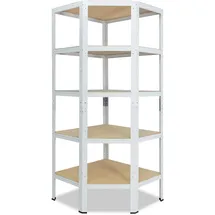 shelfplaza HOME 200x70x45 cm Eckregal in weiß mit 5 Böden und 175 kg Traglast pro Boden