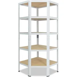 shelfplaza HOME 200x70x45 cm Eckregal in weiß mit 5 Böden und 175 kg Traglast pro Boden