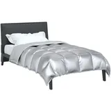 vidaXL Winterbettdecke Silber 135 cm Satin und Mikrofaser