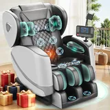 F FURNIMAT Massagesessel, Ganzkörper-Massagestuhl mit 14 Rollen, 8 Komfort-Luftkissen & Zero Gravity– Bluetooth Lautsprecher, Touchscreen, Handyhülter, Wärme für Lenden und Beine