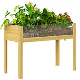 Outsunny Hochbeet mit Acrylplatten, erhöhtes Kräuterbeet mit Ablauflöcher, Pflanzkasten aus Holz, 50x80x110 cm Gartenzubehör, Hochbeete