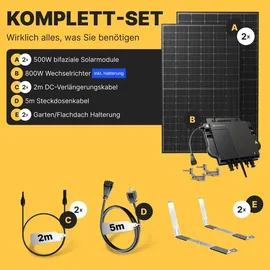 solakon Balkonkraftwerk onBasic 1000W 5 m Kabel + Gartenhalterung
