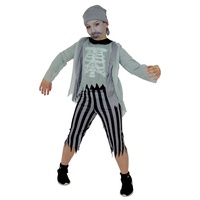 Foxxeo Skelett Geister Piraten Kostüm für Jungen Halloween Karneval Pirat Kinder Fasching Kostüme Größe 146-152