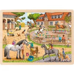 goki Einlegepuzzle »Reiterhof«, Holz, 96 Teile