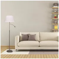 Melitec LED Steh Lampe Leuchte T-Lounge ST53 Stoff Schirm