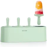 WYOK Popsicle Formen-Set, 4 Stück, Silikon & Kunststoff, Eis am Stiel-Formen, langgestreckt, grün