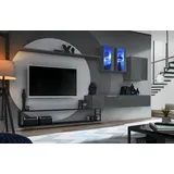 99rooms Swotch Met I Wohnwand Graphit Hochglanz Graphit Matt Schwarz