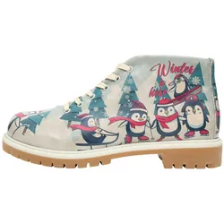 Hausschuh DOGO "Shortcut Boots These Are Ma Nuts Damen Stiefeletten, Shortcut", Damen, Gr. 41, Normalschaft, blau (blau, rot), Lederimitat, Schuhe, Vegan