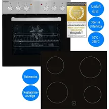 Exquisit Herdset Backofen Umluft Glaskeramikkochfeld