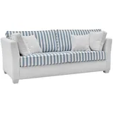 furn.design Sofa, Creme, Blau, Textil, Echtholz, Gestreift, Uni, 3-Sitzer, eckig, 200x88x96 cm, Wohnzimmer, Sofas & Couches, Sofas, 2-Sitzer Sofas