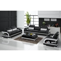 JVmoebel Sofa Designer Sofagarnitur Ledersofa Set 3+2+1 Garnitur Sofa Couch Neu schwarz