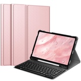 Fintie Tastatur Hülle für Samsung Galaxy Tab S9 FE 10.9 Zoll/Tab S9 11 Zoll 2023 Tablet, Keyboard Cover mit Magnetisch Abnehmbarer Deutscher Bluetooth Tastatur, Roségold