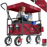 Kesser KESSER® Bollerwagen faltbar mit Dach Handwagen Transportkarre Gerätewagen inkl. 2 Netztaschen und Einer Außentasche klappbar Vollgummi-Reifen bis 100 kg Tragkraft Mit Vorderrad-Bremse