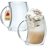 Intirilife Latte-Macchiato-Glas, Glas, Doppelwandiges Thermo Glas 200ml Teeglas Kaffeeglas Set Becher (2-tlg) weiß