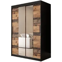 Abiks möbel MÖBEL Kryspol Schwebetürenschrank, Schwarz, Kunststoff, Nachbildung, 4