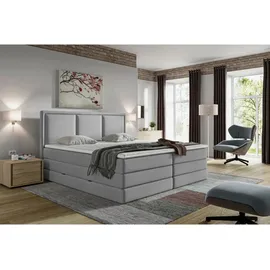 MID.YOU Boxspringbett, - silbergrau - H3/H4 - Bettkasten, - inklusive Topper - 160x200 cm,