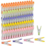 Relaxdays Wäscheklammern Soft-Grip 75 Stück Grün/Orange/Transparent