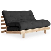 Karup Design 2-Sitzer Schlafsofa ROOTS 140 cm Sofa Gestell Kiefer massiv Bezug Dunkelgrau grau