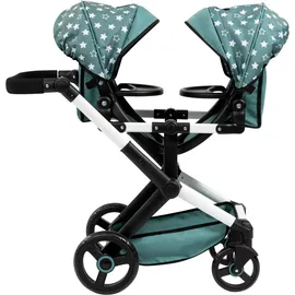 Bayer Design Puppen-Zwillingswagen Xeo Twin grün", Sterne