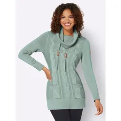 Longpullover CASUAL LOOKS "Longpullover", Damen, Gr. 42, grün (kalkmint), 50% Baumwolle, 50% Polyacryl, unifarben, Langarm, Pullover