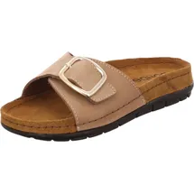 ROHDE Damen Pantolette Leder Klettverschluss Memoryfußbett Rodigo-D 5875, Größe:41 EU, Farbe:Beige - 41