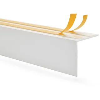 QUEST PVC Winkelprofil Kantenschutz, Blende für Gardinenschiene - 734-LK (weiß, 50x20mm)