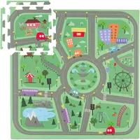 Relaxdays Puzzlematte, 21tlg. Baby Spielmatte, Stadt-Motiv mit Straßen, schadstofffreier