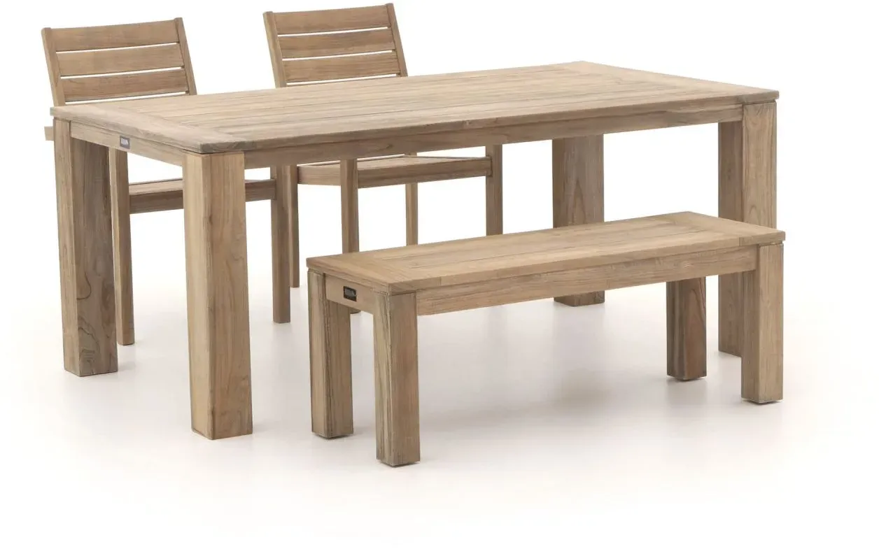 + 10 % Kassenrabatt | ROUGH-S/ROUGH-X 180 cm Gartenmöbel-Set mit Bank 4-teilig stapelbar