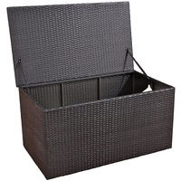 CLP Polyrattan-Aufbewahrungsbox I Gartentruhe für Kissen und Auflagen I Größen erhältlich, Farbe:schwarz, Größe:L
