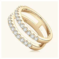 ROUGEMONT Verlobungsring Handgefertigter Moissanit Ring 925 Silber Ring 18K Gold+Zertifikat, Echtschmuck mit Echtheitszertifikat goldfarben