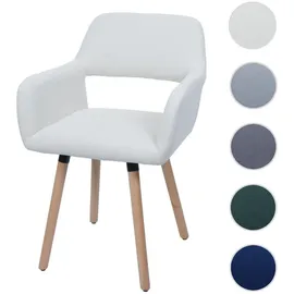 MCW Esszimmerstuhl MCW-A50 II, Stuhl Küchenstuhl Polsterstuhl, Holz Stoff/Textil Cord (400g/m2) MVG ~ creme-weiß