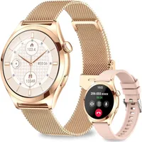 Smartwatch Damen 1,27" Rund Fitnessuhr mit Telefonfunktion, 120+ Sportmodi, Pulsuhr, Schlafmonitor, Schrittzähler, IP68 Wasserdicht für iOS Android - Rosa